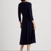 Marineblaues Jerseykleid mit Überwurf von Ralph Lauren für Damen