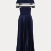 Marineblaues Ralph Lauren Hybrid-Plisseekleid für Damen