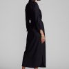 Marineblaues Ralph Lauren-Kleid aus Wollmischung mit Gürtel für Damen