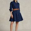 Marineblaues Ralph Lauren-Kleid mit Einsätzen für Damen