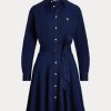 Marineblaues Ralph Lauren-Kleid mit Einsätzen für Damen