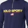 Marineblaues Ralph Lauren-Sweatshirt mit halbem Reißverschluss und Logo für Herren
