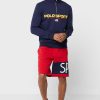 Marineblaues Ralph Lauren-Sweatshirt mit halbem Reißverschluss und Logo für Herren