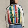 Mehrfarbige Bomberjacken aus gestreiftem Satin von Ralph Lauren für Damen