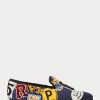 Marineblaue, mehrfarbige Herrenschuhe aus Segeltuch mit Logo-Patch von Ralph Lauren