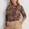 Mehrfarbige Langarmshirts aus Stretch-Baumwolle mit Karomuster von Ralph Lauren für Damen