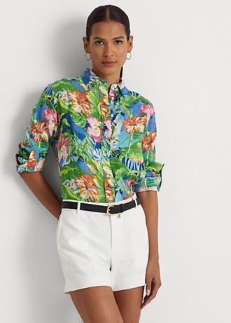 Mehrfarbige Leinenhemden mit Blumenmuster von Ralph Lauren für Damen