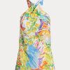 Mehrfarbige Neckholder-Bluse aus Leinen-Voile von Ralph Lauren für Damen