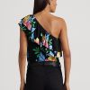 Mehrfarbige One-Shoulder-Tops aus Jersey mit Blumenmuster von Ralph Lauren für Damen