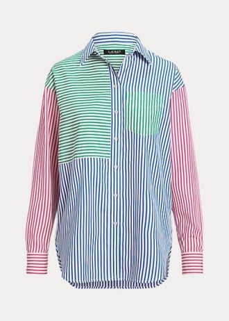 Mehrfarbige Ralph Lauren gestreifte Baumwoll-Breittuchhemden für Damen