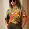 Mehrfarbige Ralph Lauren Graphic Cashmere-Pullover mit Rundhalsausschnitt für Damen