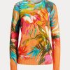 Mehrfarbige Ralph Lauren Graphic Cashmere-Pullover mit Rundhalsausschnitt für Damen