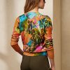 Mehrfarbige Ralph Lauren Graphic Cashmere-Pullover mit Rundhalsausschnitt für Damen
