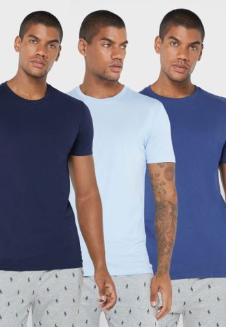 Mehrfarbige Ralph Lauren T-Shirts mit Rundhalsausschnitt im 3er-Pack für Herren