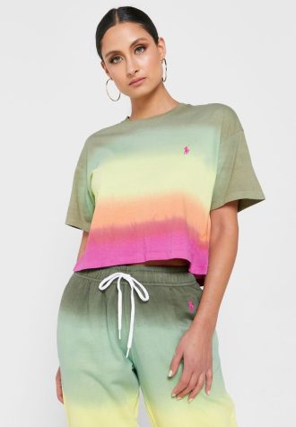 Mehrfarbige Ralph Lauren T-Shirts mit Rundhalsausschnitt und Grafik für Damen
