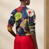 Mehrfarbige Rundhalspullover aus Baumwolle mit Ralph Lauren-Print für Damen