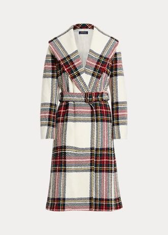 Mehrfarbige Wickelmäntel aus Wollmischung mit Fischgrätenmuster von Ralph Lauren für Damen