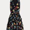 Mehrfarbiges Georgette-Überwurfkleid mit Blumenmuster von Ralph Lauren für Damen