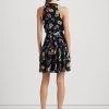 Mehrfarbiges Georgette-Überwurfkleid mit Blumenmuster von Ralph Lauren für Damen