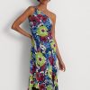Mehrfarbiges One-Shoulder-Kleid aus Georgette mit Blumenmuster von Ralph Lauren für Damen