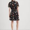 Mehrfarbiges Ralph Lauren Georgette-Kleid mit Blumenmuster für Damen