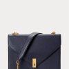 Midnight Navy Damen Ralph Lauren Polo ID Leder Umhängetaschen mit Umschlagkette