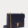 Midnight Navy Damen Ralph Lauren Polo ID Leder Umhängetaschen mit Umschlagkette