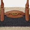 Natur/Schwarz/Lauren Tan Damen Ralph Lauren Striped Straw Medium Daphney Tote Bags