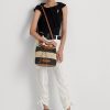 Natur/Schwarz/Lauren Tan Damen Ralph Lauren Stroh Große Andie Handtasche