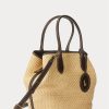Naturfarbene Damen Ralph Lauren Leather-Trim Straw Medium Bellport Tote Bags