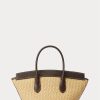 Naturfarbene Damen Ralph Lauren Leder & Stroh Medium Bellport Satchel Taschen