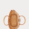 Naturfarbene Ralph Lauren Studded Vachetta Medium Bellport Satchel-Taschen für Damen
