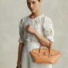 Naturfarbene Ralph Lauren Studded Vachetta Medium Bellport Satchel-Taschen für Damen