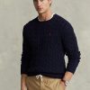Navyblaue Ralph Lauren Pullover aus Baumwolle mit Zopfmuster für Herren