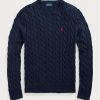 Navyblaue Ralph Lauren Pullover aus Baumwolle mit Zopfmuster für Herren