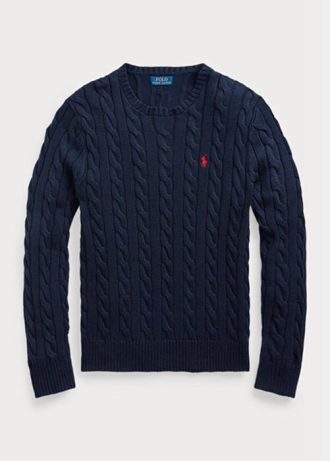 Navyblaue Ralph Lauren Pullover aus Baumwolle mit Zopfmuster für Herren