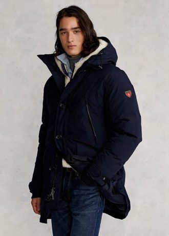 Navyblaue wasserabweisende Daunenparka-Jacken von Ralph Lauren für Herren