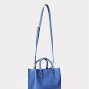 New England Blue Damen Ralph Lauren Geprägtes Leder Medium Marcy Satchel Taschen
