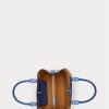 New England Blue Damen Ralph Lauren Geprägtes Leder Medium Marcy Satchel Taschen