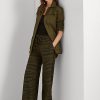 Olivgrüne Crêpe-Hose mit weitem Bein und Zebra-Print von Ralph Lauren für Damen