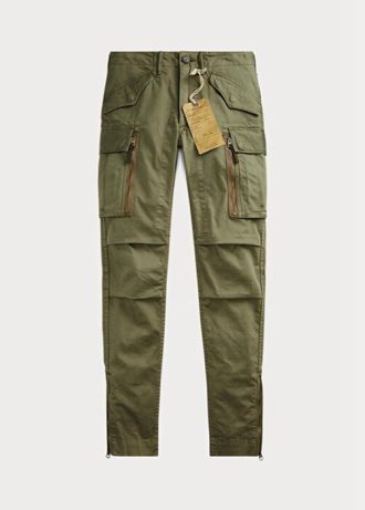 Olivgrüne, enge Stretch-Cargohose von Ralph Lauren für Damen