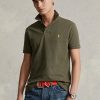 Olivgrüne Poloshirts aus Mesh für Herren von Ralph Lauren im Custom Slim Fit