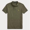 Olivgrüne Poloshirts aus Mesh für Herren von Ralph Lauren im Custom Slim Fit