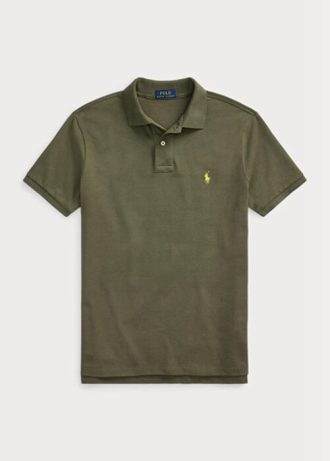 Olivgrüne Poloshirts aus Mesh für Herren von Ralph Lauren im Custom Slim Fit