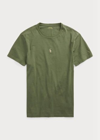 Olivgrüne Poloshirts für Herren von Ralph Lauren in Slim Fit mit Rundhalsausschnitt