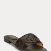 Olivgrüne Ralph Lauren Alegra Flache Schuhe aus Haircalf mit Zebra-Print für Damen