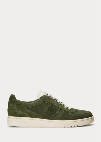 Olivgrüne Ralph Lauren Court Wildleder-Sneakers für Herren