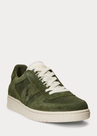 Olivgrüne Ralph Lauren Court Wildleder-Sneakers für Herren
