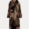 Olivgrüne Ralph Lauren Harmon Patchwork-Shearling-Mäntel für Damen