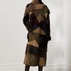 Olivgrüne Ralph Lauren Harmon Patchwork-Shearling-Mäntel für Damen
